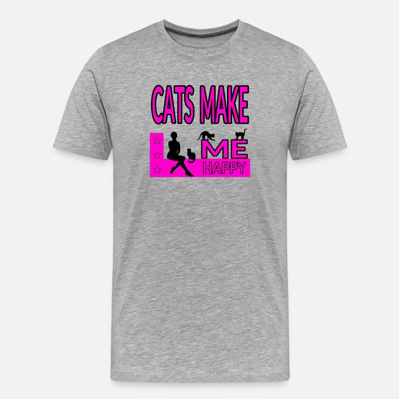 Katzen - Männer Premium Bio T-Shirt - Grau meliert