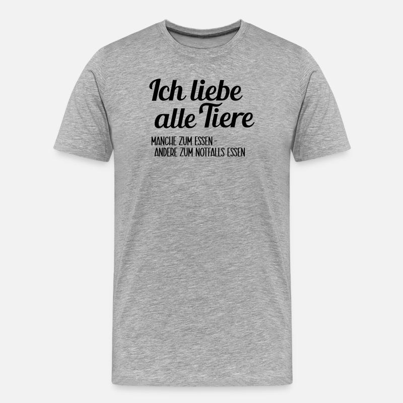 Ich liebe Tiere - Männer Premium Bio T-Shirt - Grau meliert