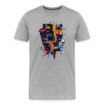 Kopf aus Schaltkreisen Computer Platine KI Kopf - Männer Premium Bio T-Shirt - Grau meliert - Vorne - Damien (186cm)