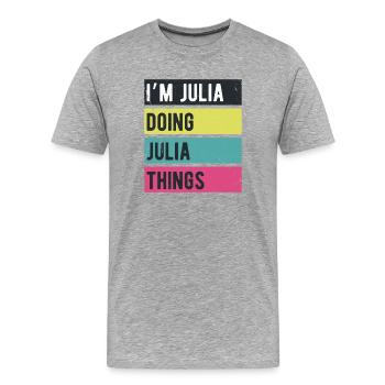 Je suis Julia qui fait des couleurs rétro de Julia Things - T-shirt bio Premium Homme - gris chiné - Devant - Damien (186cm)