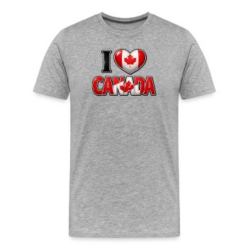 I Love Canada – Herz mit Ahornblatt - Männer Premium Bio T-Shirt - Grau meliert - Vorne - Damien (186cm)