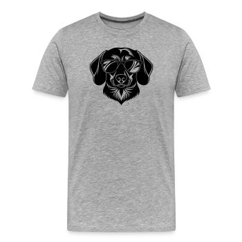Dackel Hundekopf mit Sonnenbrille - Männer Premium Bio T-Shirt - Grau meliert - Vorne - Damien (186cm)