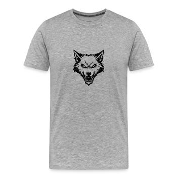Wolfskopf 2 - T-shirt bio Premium Homme - gris chiné - Devant - Damien (186cm)