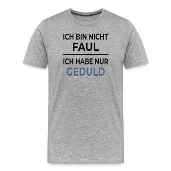 Pas paresseux, juste patient - T-shirt bio Premium Homme - gris chiné - Devant - Damien (186cm)