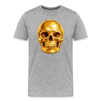 Goldener Totenkopf Luxus Gothic - Männer Premium Bio T-Shirt - Grau meliert - Vorne - Damien (186cm)
