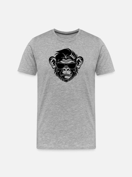 Cool Monkey Head with Sunglasses - Men's Premium Organic T-Shirt - heather grey