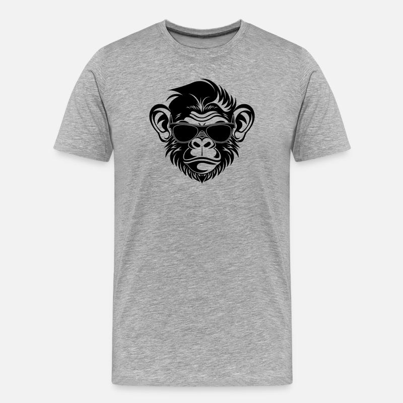 Cooler Affenkopf mit Sonnenbrille - Männer Premium Bio T-Shirt - Grau meliert