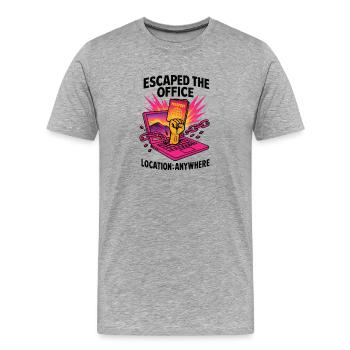 T-shirt Evasion Bureau Setup Full Remote Freelance - T-shirt bio Premium Homme - gris chiné - Devant - Damien (186cm)