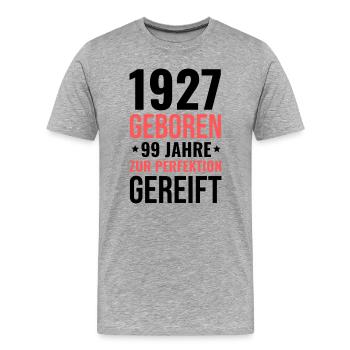 Né en 1927 – Mature à la perfection - T-shirt bio Premium Homme - gris chiné - Devant - Damien (186cm)