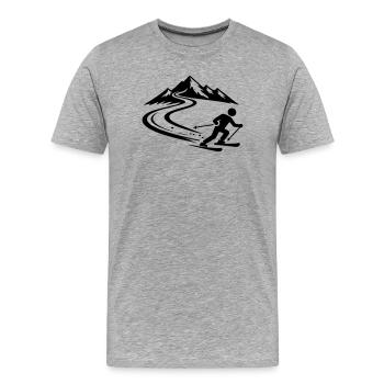 Piste de ski Mountains - T-shirt bio Premium Homme - gris chiné - Devant - Damien (186cm)