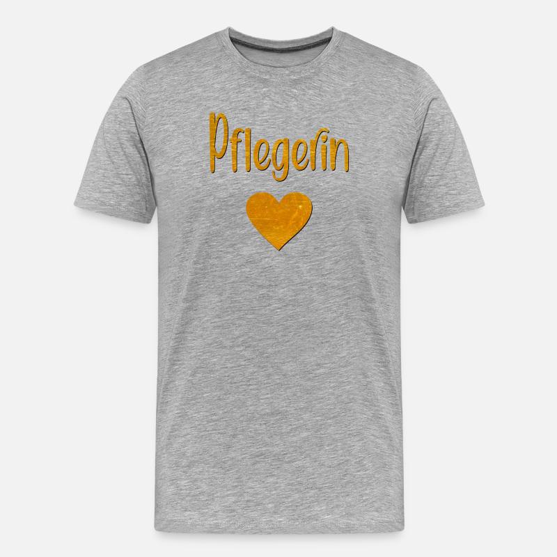 Pflegefachfrau Pflegerin Herz - Männer Premium Bio T-Shirt - Grau meliert