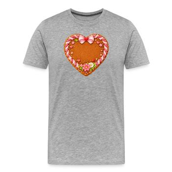Lebkuchenherz Motiv zum Selbstbeschriften - Männer Premium Bio T-Shirt - Grau meliert - Vorne - Damien (186cm)
