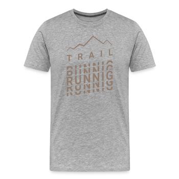 Trailrunning-Bewegung - Männer Premium Bio T-Shirt - Grau meliert - Vorne - Damien (186cm)