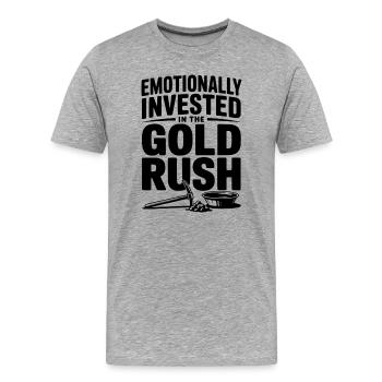 Emotional in den Goldrausch investiert - Männer Premium Bio T-Shirt - Grau meliert - Vorne - Damien (186cm)