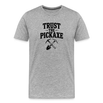 Faites confiance à la pioche - T-shirt bio Premium Homme - gris chiné - Devant - Damien (186cm)