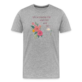 Ich wünsche mir viel Zeit mit Dir - Männer Premium Bio T-Shirt - Grau meliert - Vorne - Damien (186cm)