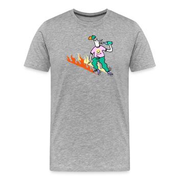 Roller_Skater_on_fire - Männer Premium Bio T-Shirt - Grau meliert - Vorne - Damien (186cm)