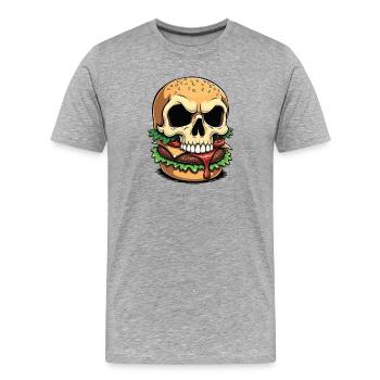 Skull Burger Popart - Männer Premium Bio T-Shirt - Grau meliert - Vorne - Damien (186cm)