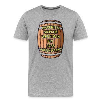 Six-pack ? Je prends un tonneau - T-shirt bio Premium Homme - gris chiné - Devant - Damien (186cm)