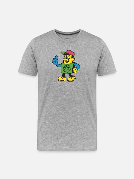 Recycle Hero Mascot Tee - Men's Premium Organic T-Shirt - heather grey