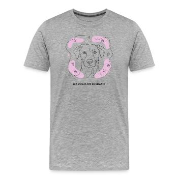 Hund Soulmate Line Art - Männer Premium Bio T-Shirt - Grau meliert - Vorne - Damien (186cm)