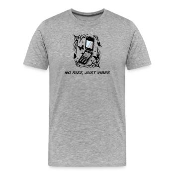 Pas de rizz, juste vibrons téléphone portable - T-shirt bio Premium Homme - gris chiné - Devant - Damien (186cm)