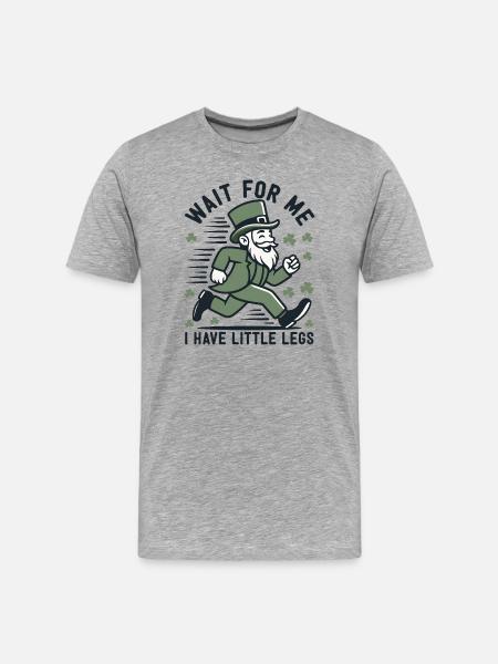 Leprechaun auf der Flucht - Männer Premium Bio T-Shirt - Grau meliert