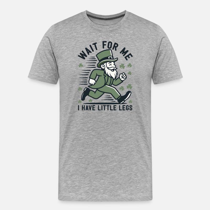 Leprechaun auf der Flucht - Männer Premium Bio T-Shirt - Grau meliert