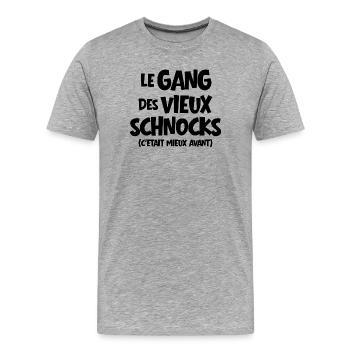 retraite, retraité, retraitée - T-shirt bio Premium Homme - gris chiné - Devant - Damien (186cm)