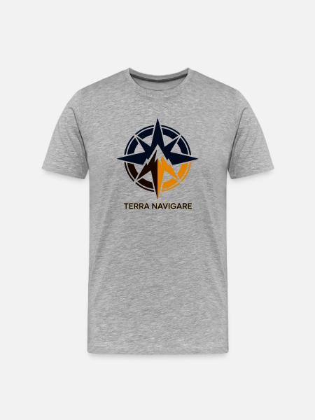 Terra Navigare Star Compass Logo - Men's Premium Organic T-Shirt - heather grey