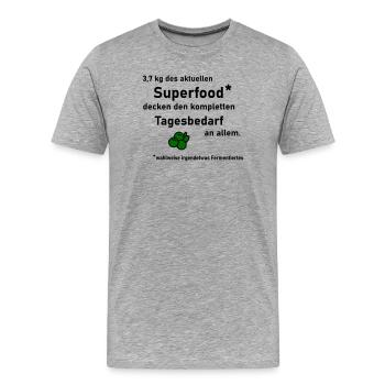 Daily Requirement Superfood - Men's Premium Organic T-Shirt - heather grey - Front - Damien (186cm)