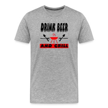 Griller - T-shirt bio Premium Homme - gris chiné - Devant - Damien (186cm)