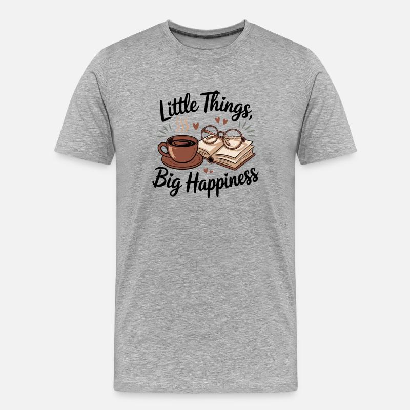 Cozy Reading Brew Coffee Glasses Buch - Männer Premium Bio T-Shirt - Grau meliert