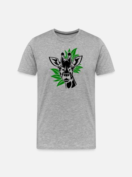 Giraffe with leaves in the background - Men's Premium Organic T-Shirt - heather grey