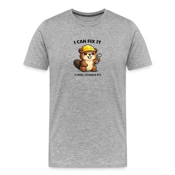 Biber Mechaniker: I Can Fix It - Männer Premium Bio T-Shirt - Grau meliert - Vorne - Damien (186cm)