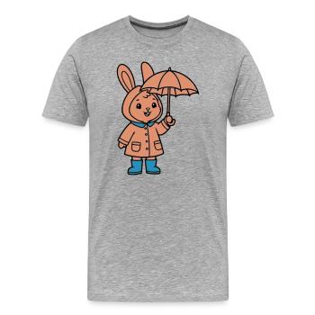 Cute Bunny Raincoat Umbrella - Men's Premium Organic T-Shirt - heather grey - Front - Damien (186cm)
