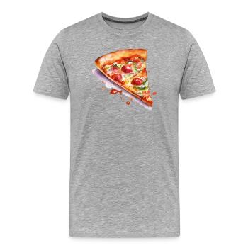 Pizza aquarelle - T-shirt bio Premium Homme - gris chiné - Devant - Damien (186cm)