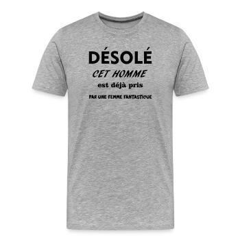HOMME PRIS - T-shirt bio Premium Homme - gris chiné - Devant - Damien (186cm)