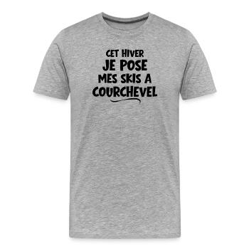 ski resort, skier, Courchevel - Men's Premium Organic T-Shirt - heather grey - Front - Damien (186cm)