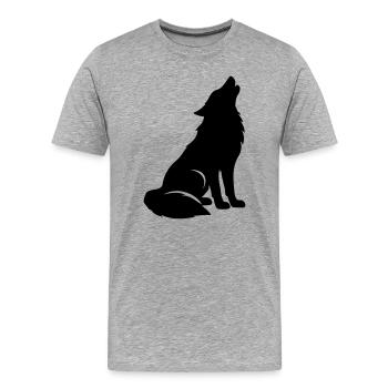 Wolf Silhouette - Männer Premium Bio T-Shirt - Grau meliert - Vorne - Damien (186cm)