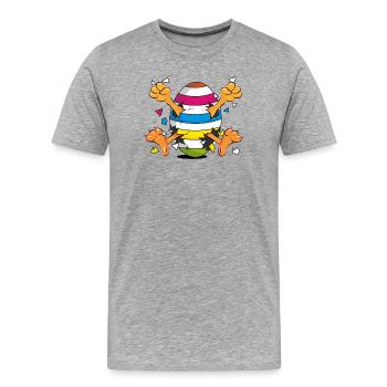 Poussin drôle dans un motif de dessin animé Easter Egg - T-shirt bio Premium Homme - gris chiné - Devant - Damien (186cm)