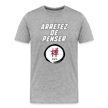 Hör auf zu denken - Männer Premium Bio T-Shirt - Grau meliert - Vorne - Damien (186cm)