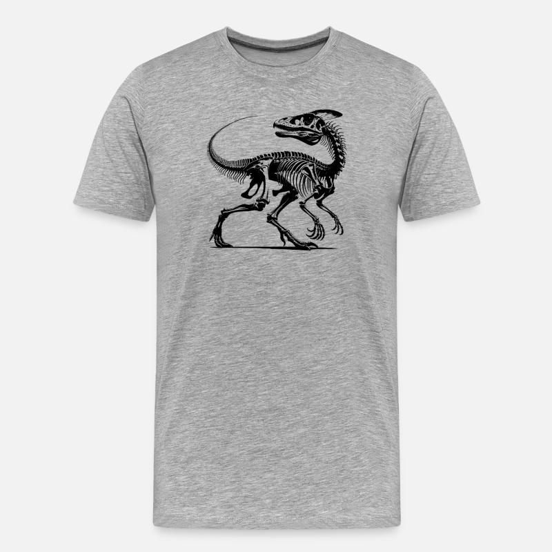 Dinosaurier Raptor mit Rückgrat Knochen - Männer Premium Bio T-Shirt - Grau meliert