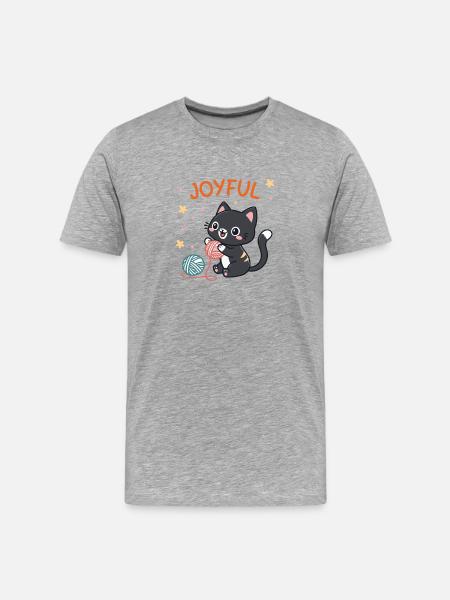 Happy Cat and Ball Player - Men's Premium Organic T-Shirt - heather grey