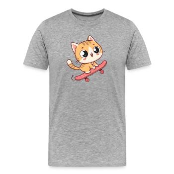 Adorable Skateboard Kitten - Men's Premium Organic T-Shirt - heather grey - Front - Damien (186cm)
