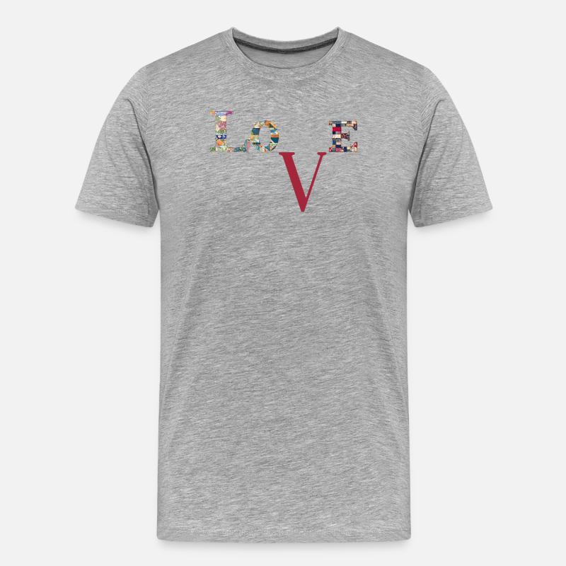 Liebe Patchwork-Typografie - Männer Premium Bio T-Shirt - Grau meliert