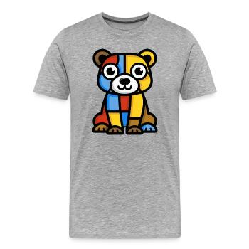 Image colorée et stylisée d’un ours - T-shirt bio Premium Homme - gris chiné - Devant - Damien (186cm)