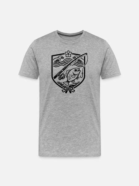 Angler Wappen - Männer Premium Bio T-Shirt - Grau meliert