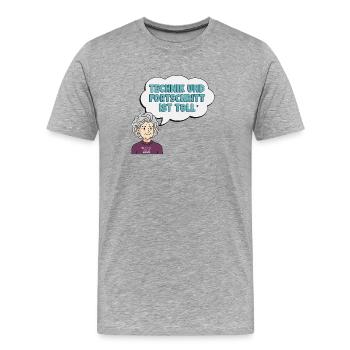 L’amour de la technologie avec Grandma Comic - T-shirt bio Premium Homme - gris chiné - Devant - Damien (186cm)