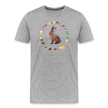 Easter bunny in Easter spring wreath - Men's Premium Organic T-Shirt - heather grey - Front - Damien (186cm)